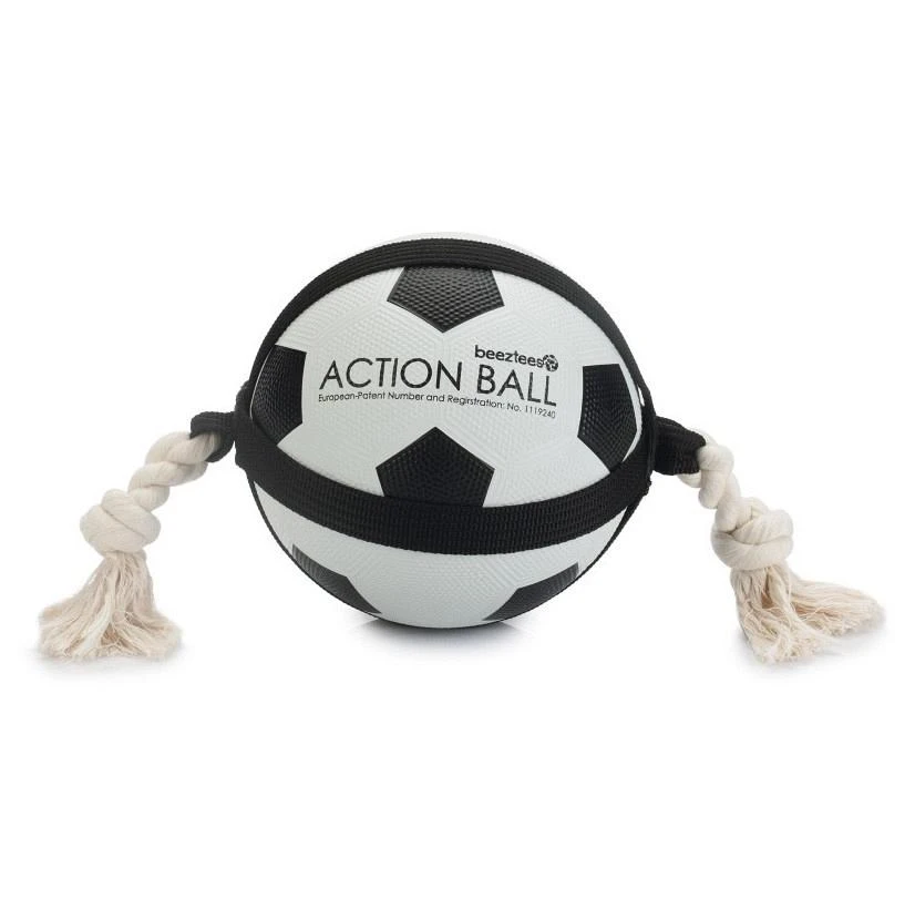 Beeztees Action Voetbal Met Touw 19 Cm 1 Beeztees Action Voetbal Met Touw 19 Cm